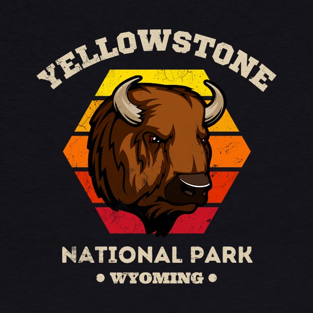 Yellowstone National Park Bison Wyoming Vintage by Foxxy Merch